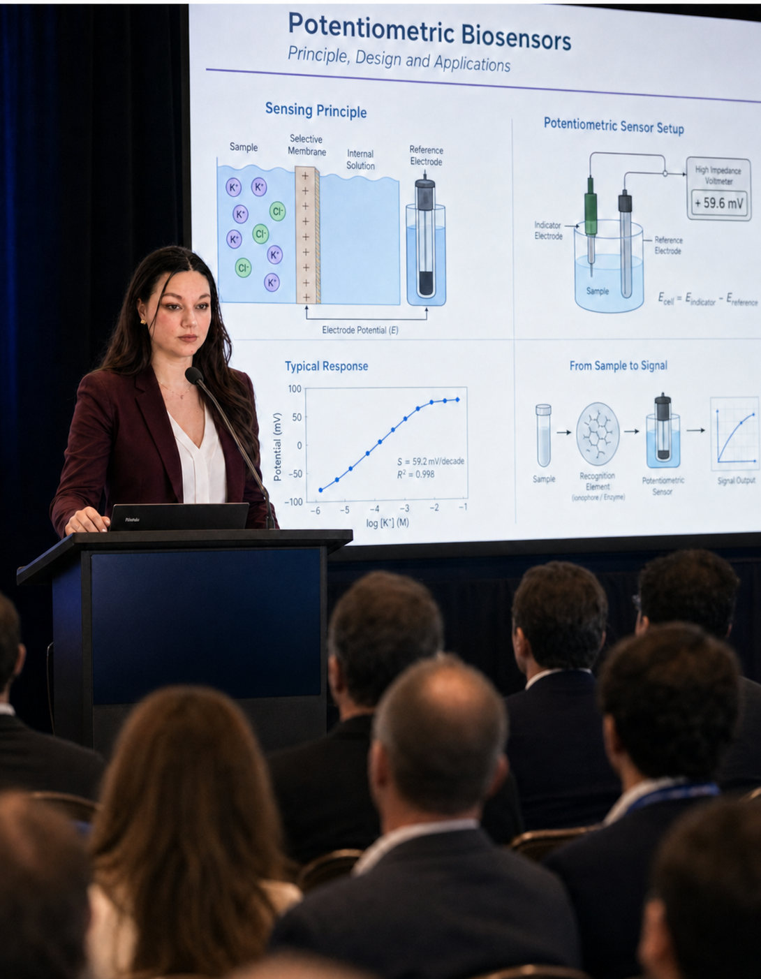 Dr. Duygu Uner Bahar presenting at a biosensors conference